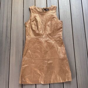 Badgley‎ Mischka Women’s "Belle" Sleeveless Gold Genuine Leather Dress Size 8